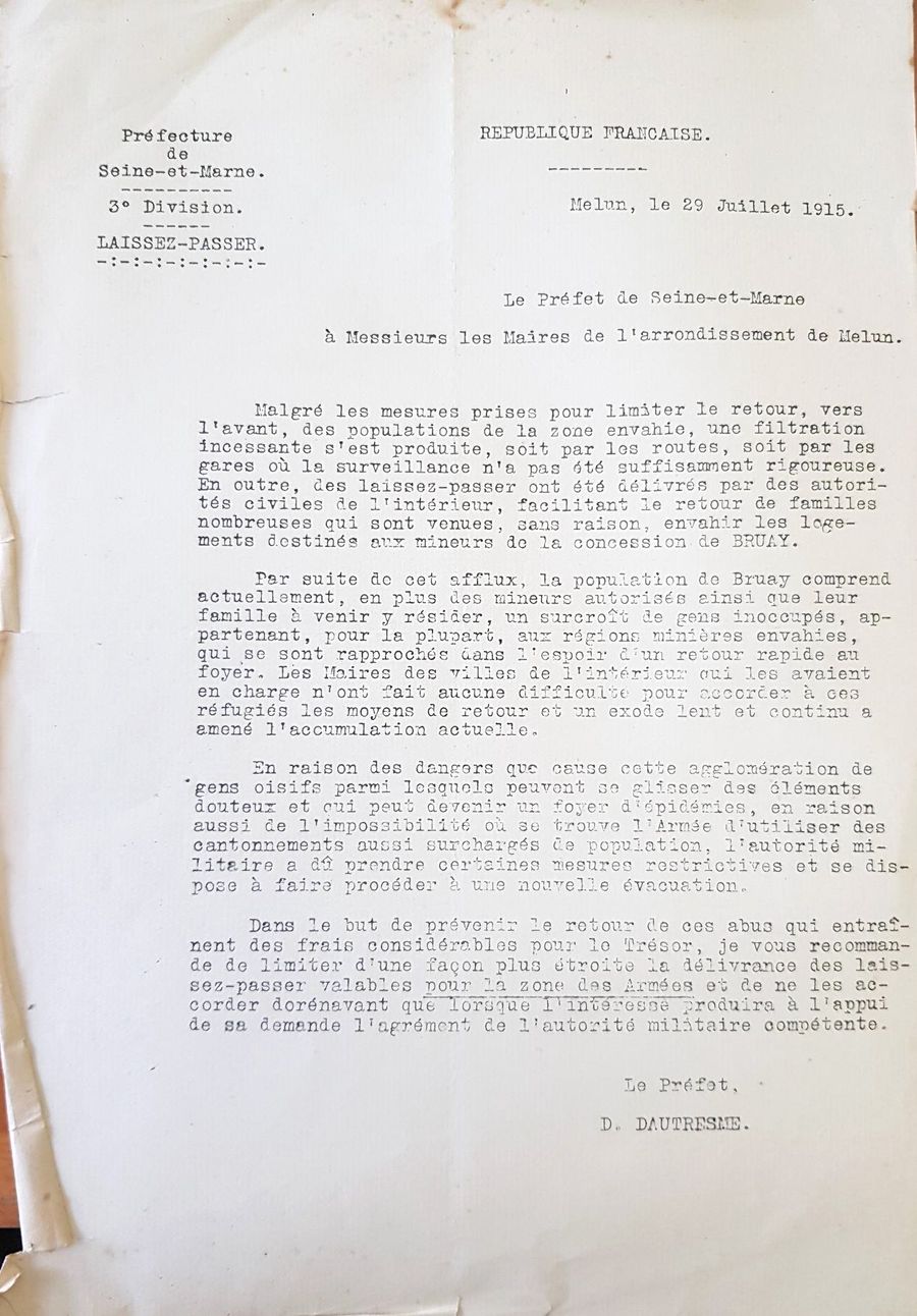 14-18 Règles de circulation dans la zone de guerre