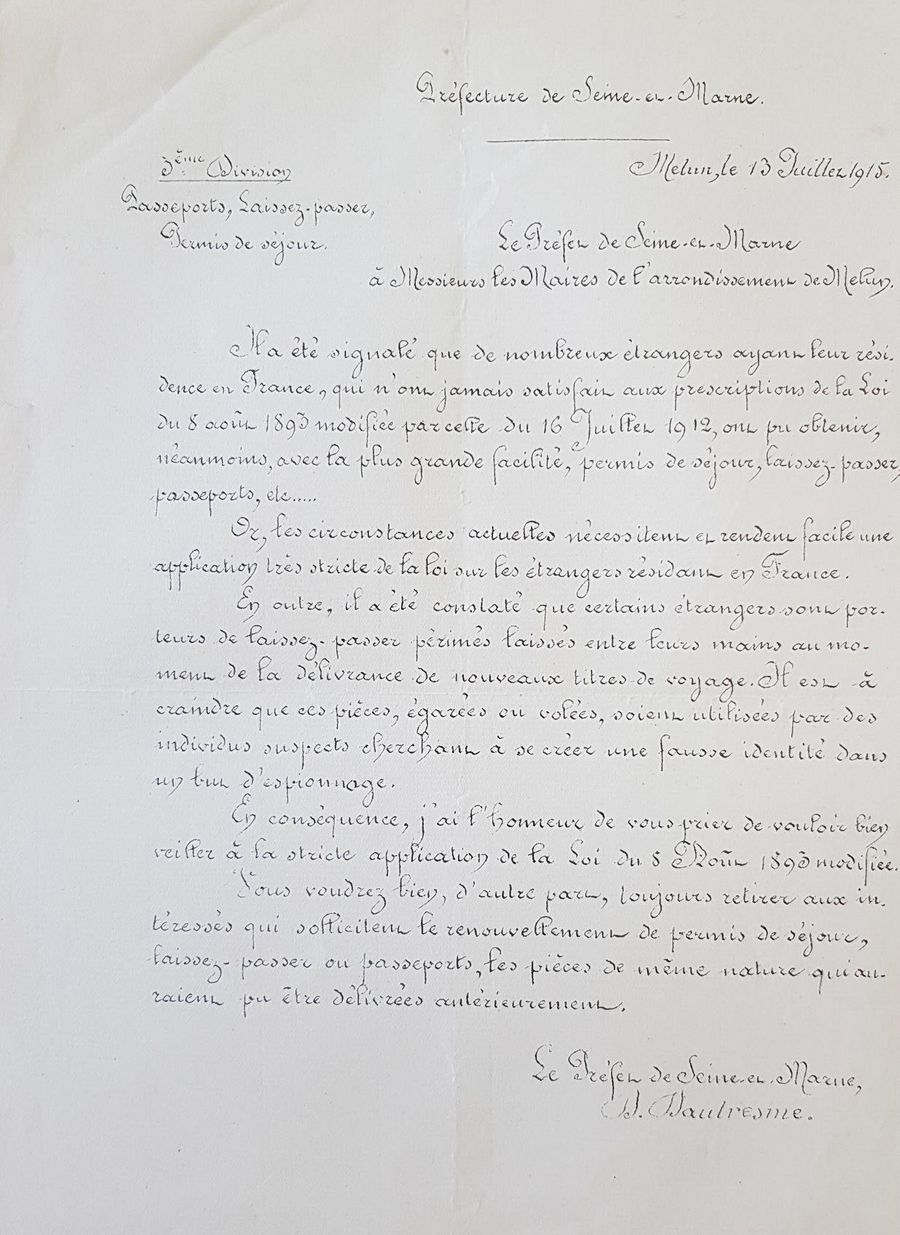 14-18 Règles de circulation dans la zone de guerre