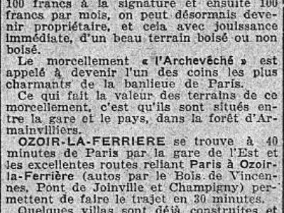 Promotion pour le domaine de l'Archevêché (1927)