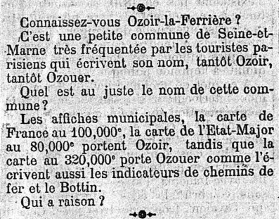Ozouer ou Ozoir ?