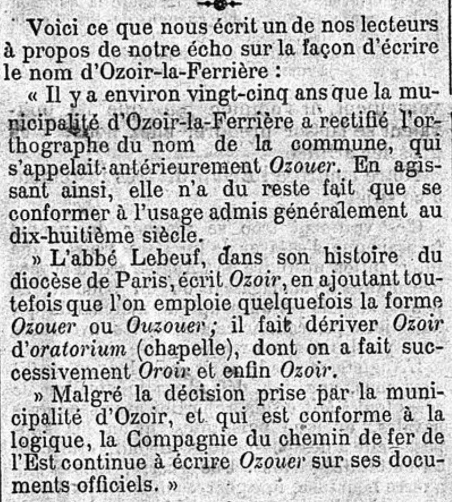 Ozouer ou Ozoir ?
